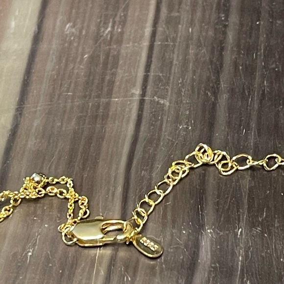 Sterling Silver Gold Plated Crescent Moon Double Strand Crystal Necklace - Picture 7 of 11